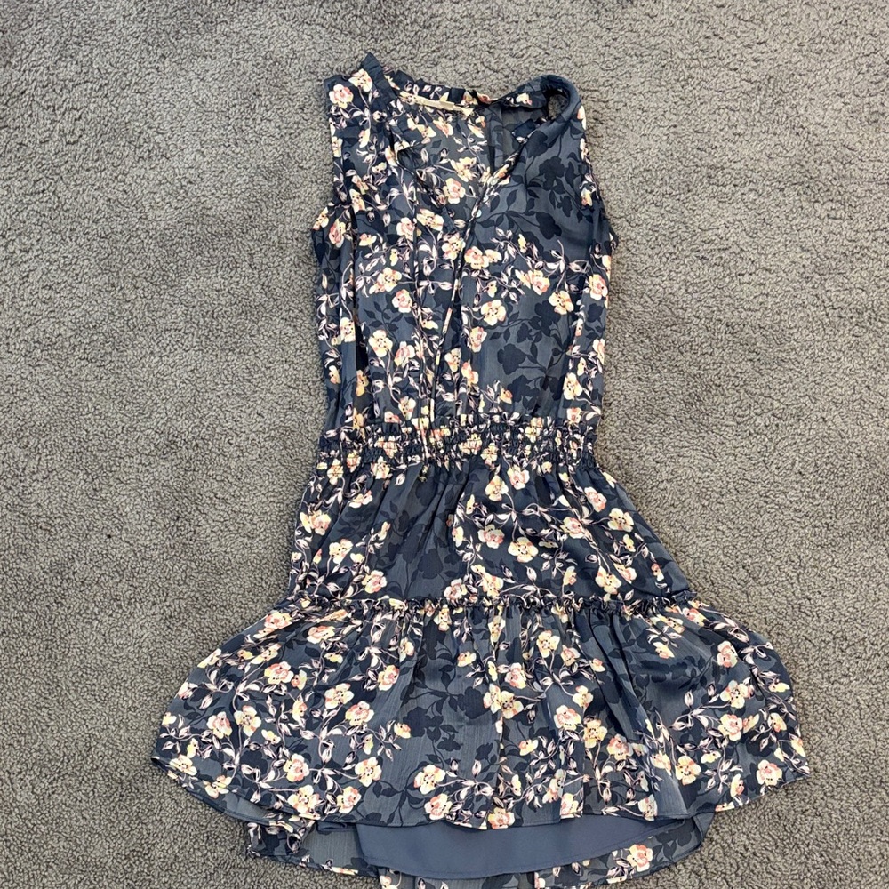 Love Stitch Floral Mini Dress - Navy and Cream